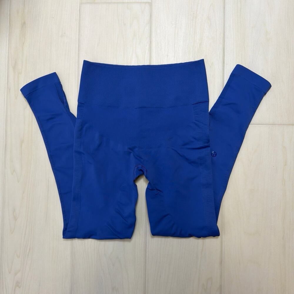 Lululemon High Rise Compression Leggings Blue Seamless Workout Tights